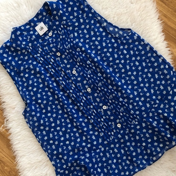 Cabi Electric Blue Tulip Sheer Blouse - Picture 4 of 5